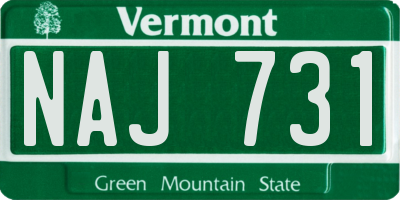 VT license plate NAJ731