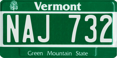 VT license plate NAJ732