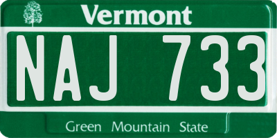 VT license plate NAJ733