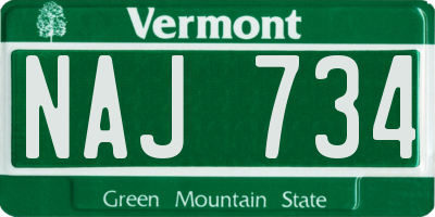 VT license plate NAJ734