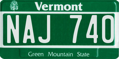 VT license plate NAJ740