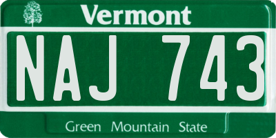 VT license plate NAJ743