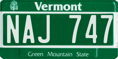 VT license plate NAJ747