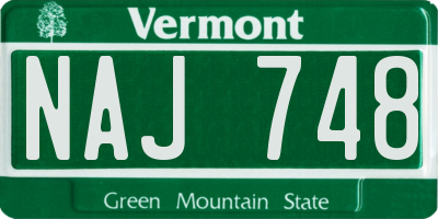 VT license plate NAJ748