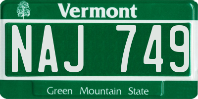 VT license plate NAJ749