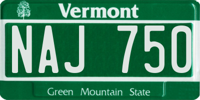 VT license plate NAJ750