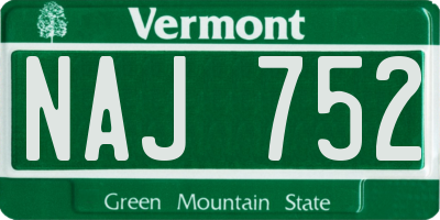 VT license plate NAJ752