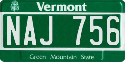VT license plate NAJ756