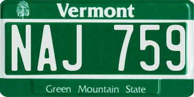 VT license plate NAJ759
