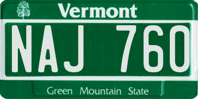 VT license plate NAJ760