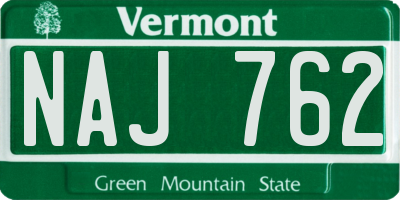 VT license plate NAJ762
