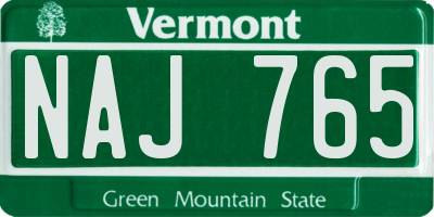 VT license plate NAJ765