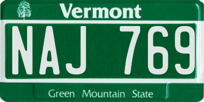 VT license plate NAJ769