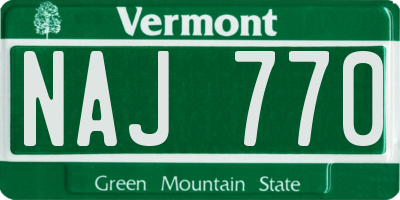 VT license plate NAJ770