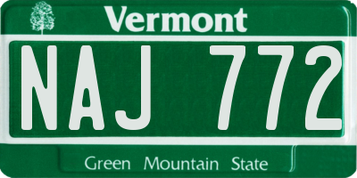 VT license plate NAJ772