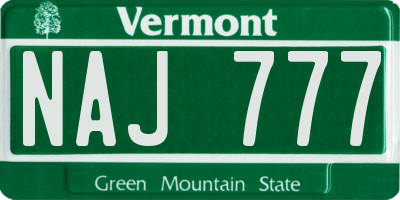 VT license plate NAJ777