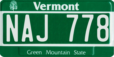 VT license plate NAJ778