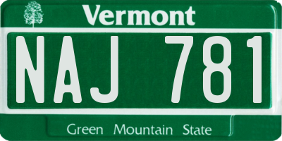 VT license plate NAJ781