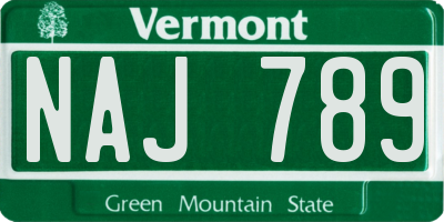 VT license plate NAJ789