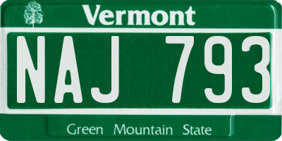 VT license plate NAJ793