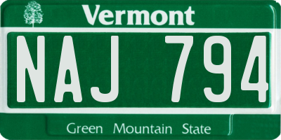 VT license plate NAJ794