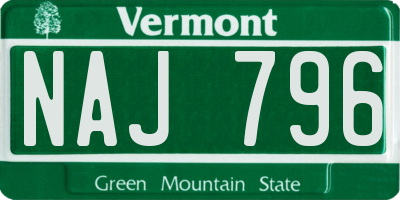 VT license plate NAJ796