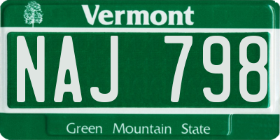 VT license plate NAJ798