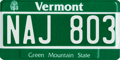 VT license plate NAJ803