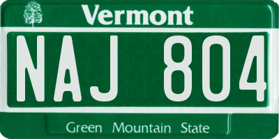 VT license plate NAJ804
