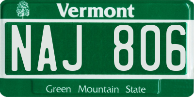 VT license plate NAJ806