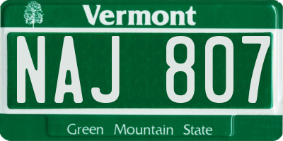 VT license plate NAJ807