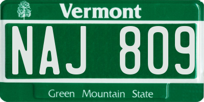 VT license plate NAJ809