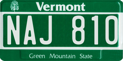 VT license plate NAJ810