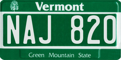 VT license plate NAJ820