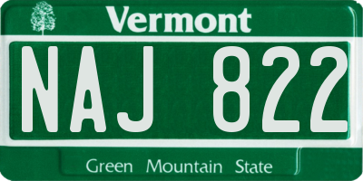VT license plate NAJ822