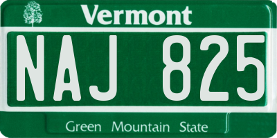 VT license plate NAJ825