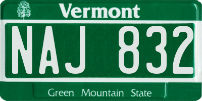 VT license plate NAJ832