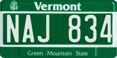 VT license plate NAJ834