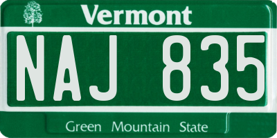 VT license plate NAJ835