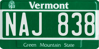 VT license plate NAJ838