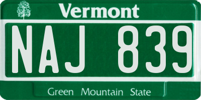 VT license plate NAJ839