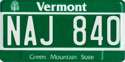 VT license plate NAJ840