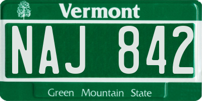 VT license plate NAJ842