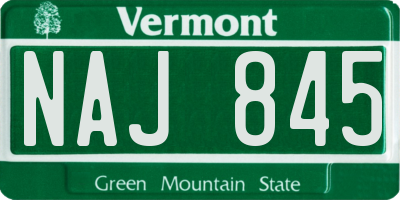 VT license plate NAJ845