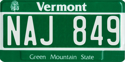 VT license plate NAJ849