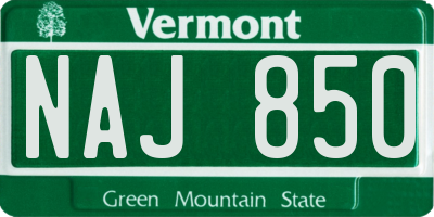 VT license plate NAJ850