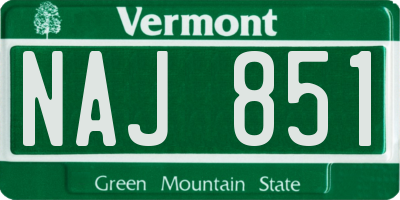 VT license plate NAJ851