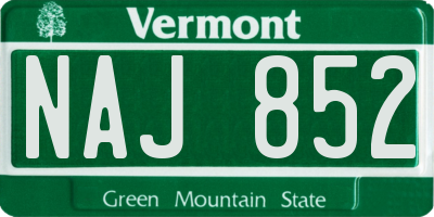 VT license plate NAJ852