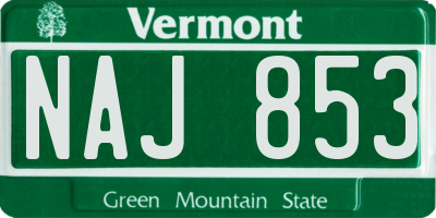 VT license plate NAJ853