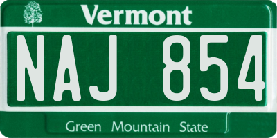 VT license plate NAJ854